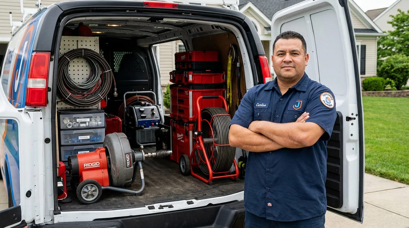 Professional drain cleaning equipment and Johns Plumbing LLC plumber in Murphysboro