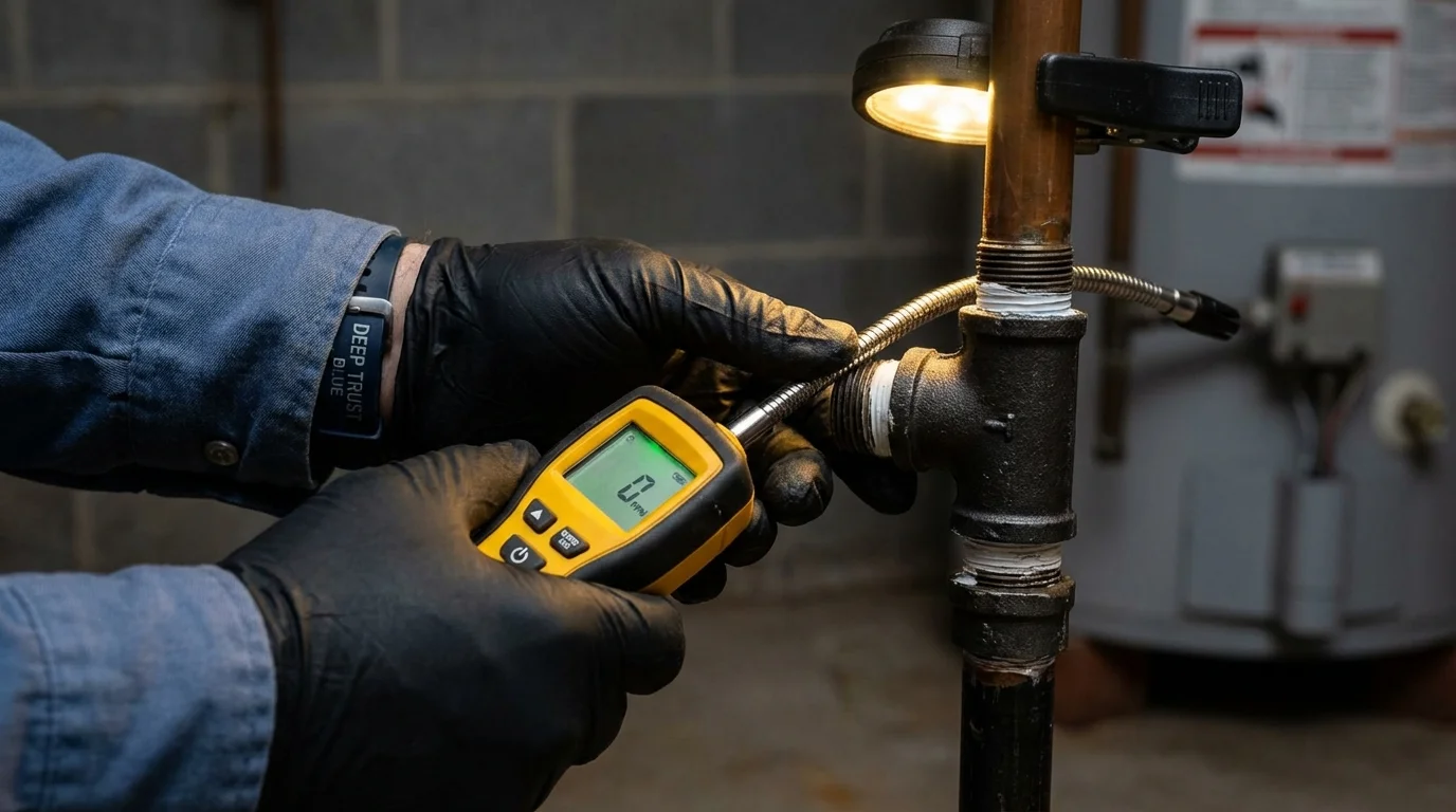 Gas leak detection with electronic sniffer by Johns Plumbing LLC in Murphysboro