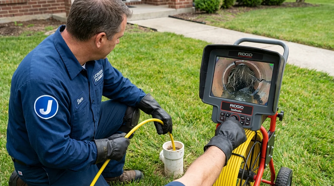 Sewer camera inspection being performed by Johns Plumbing LLC in Murphysboro