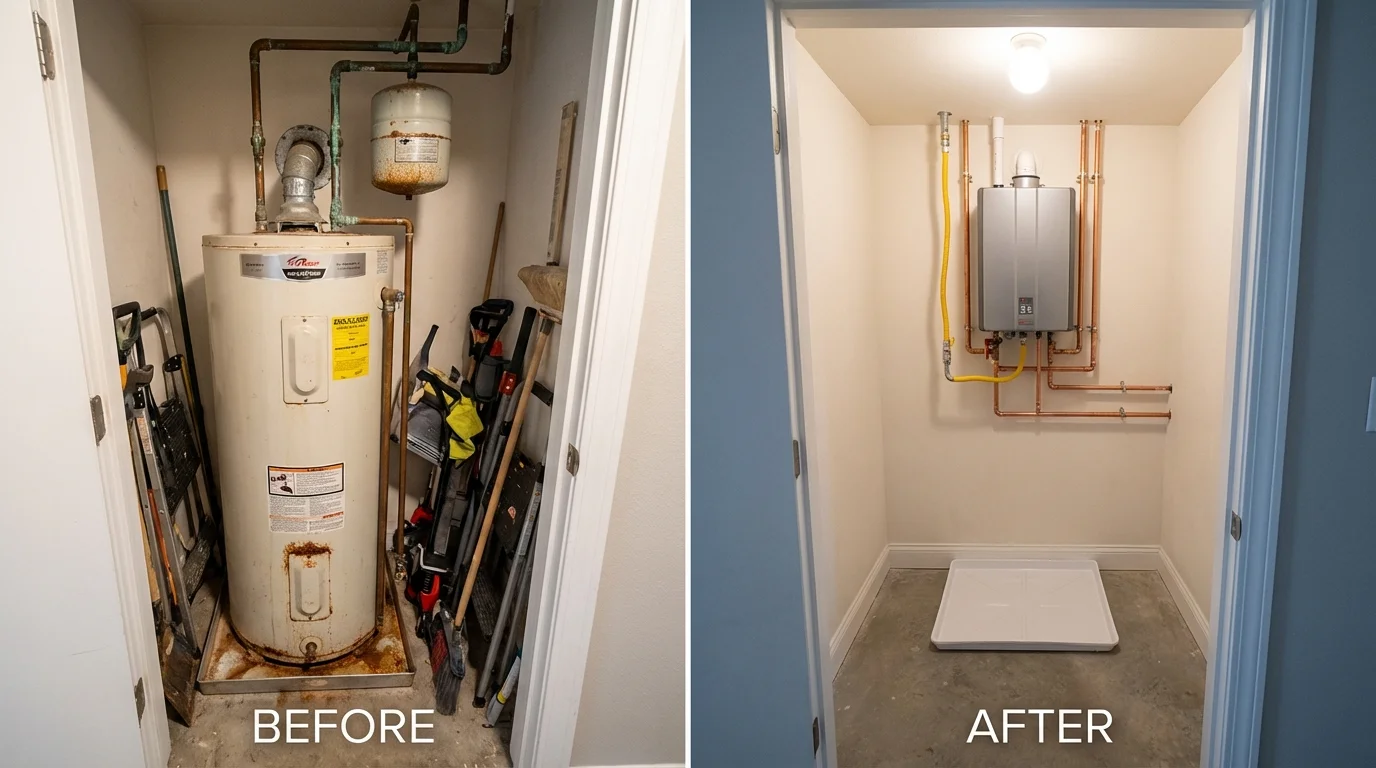 Tank water heater versus wall-mounted tankless unit comparison for Murphysboro, IL homeowners